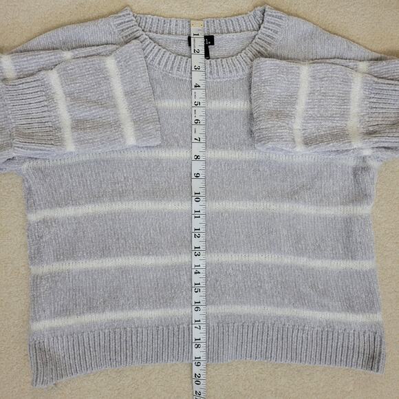 Rue 21 M Chenille Crop Sweater Eyelash Trim Drop Shoulder Pullover Soft Cozy - Picture 10 of 14
